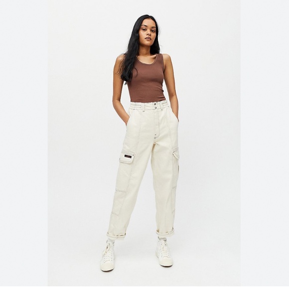 Urban Outfitters BDG White Blaine Cargo Skater Denim Pants Size 26 - Picture 1 of 7